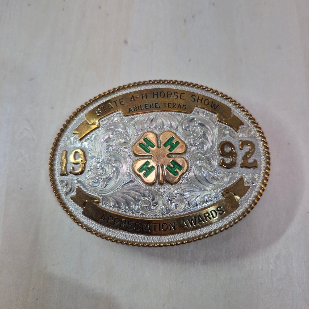 Vintage 1992 Diablo Silver Overlay 4-H Horse Show Abilene Texas Belt Buckle